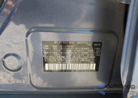 2015 Subaru Outback 2.5I Premium из США, поврежденный, VIN 4S4BSBCC6F3355293